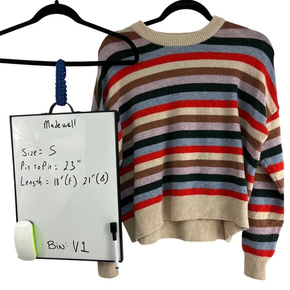 Madewell J.Crew Wool Alpaca Striped Knit Sweater Women's Size S Warm Breathable - Picture 4 of 10